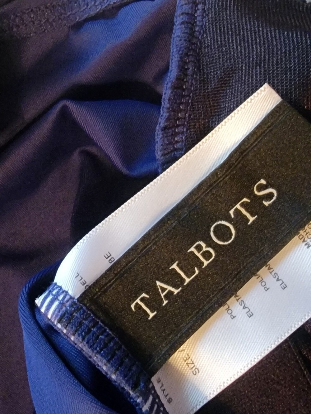 TALBOTS elegant Navy One-shoulder Swim Maillot With White Trim Size 14 - Picture 6 of 7